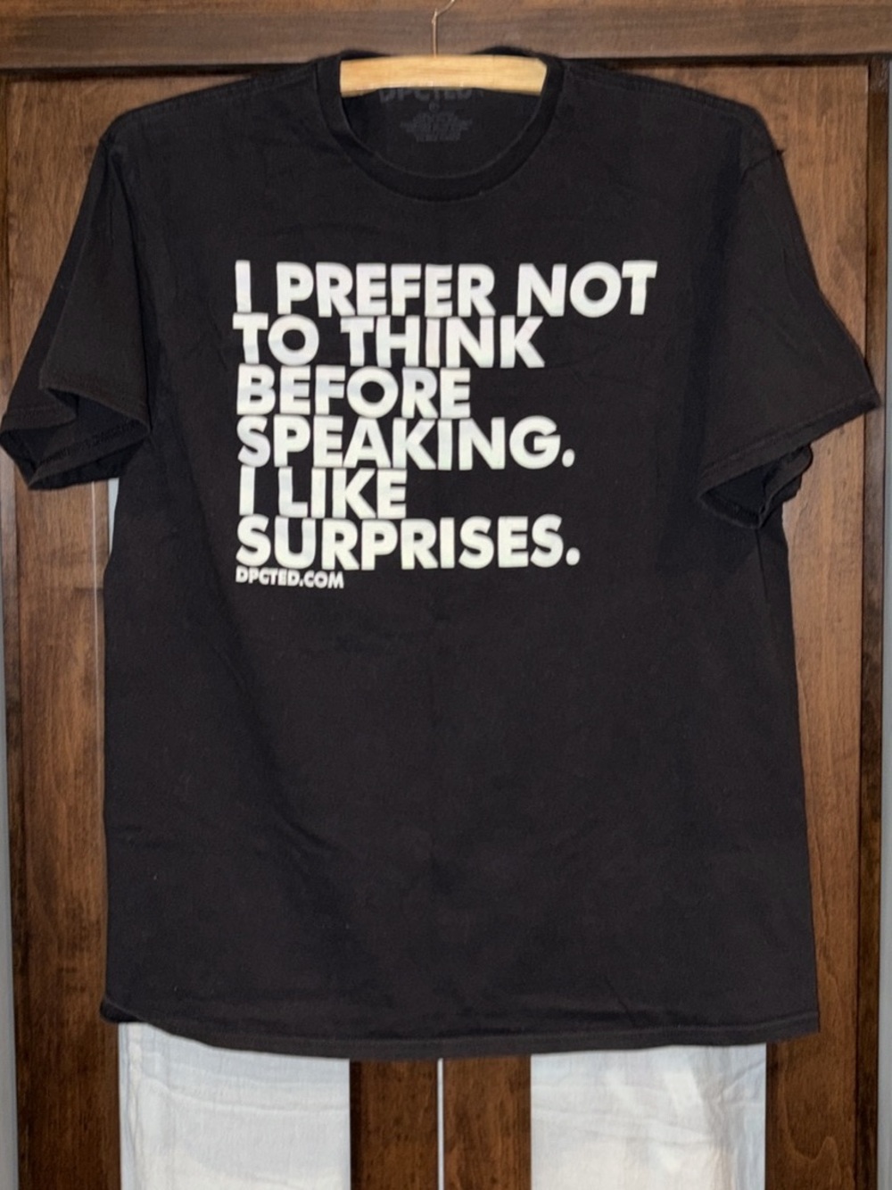 Black Graphic Tee with White Text